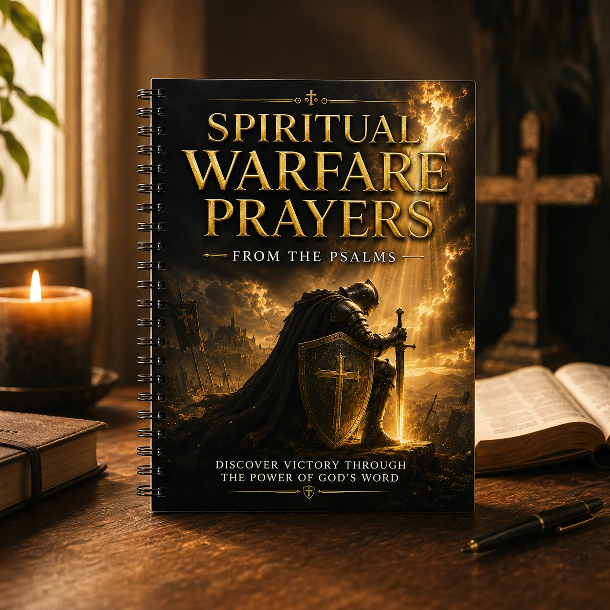 

Spiritual Warfare Prayers A5 Spiral Guide, Psalms Devotional Notebook for Adults, Christian Faith Gift