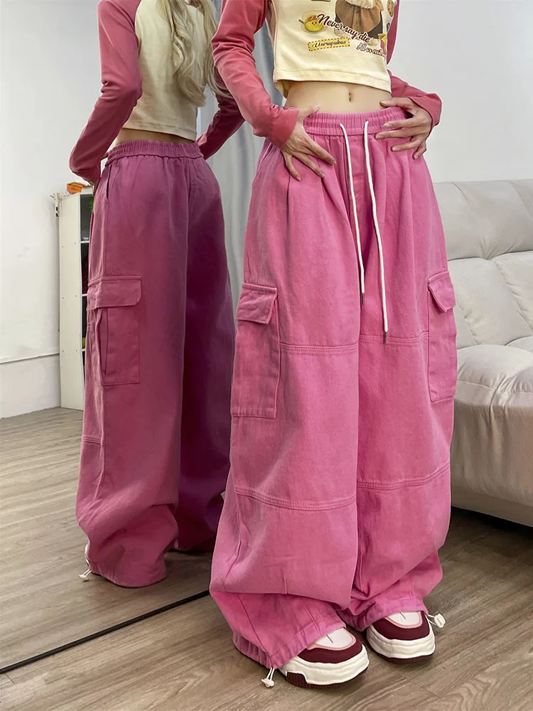 Imagem -03 - Macacão Solto Feminino com Bolso Calça Reta de Perna Larga Calça Y2k Retrô e Neutra Estilo Ins Rua Alta Hip-hop Tendência de Lazer Japonês