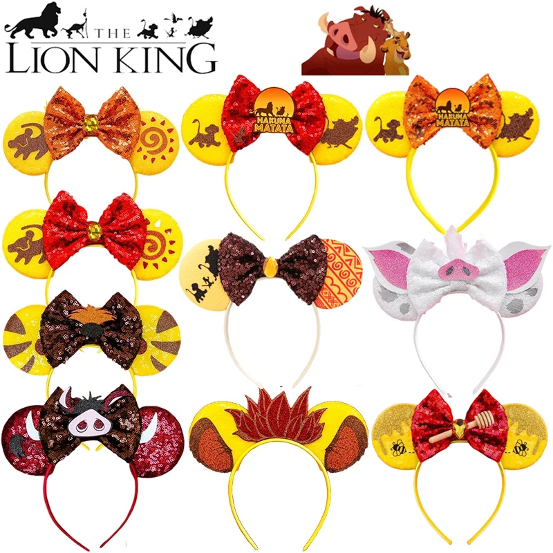 Anime The Lion King Mickey Mouse Hairbands Girls Carnival Bow Headbands Baby Cosplay Boar Pumbaa Ears Hair Accessories Children\'