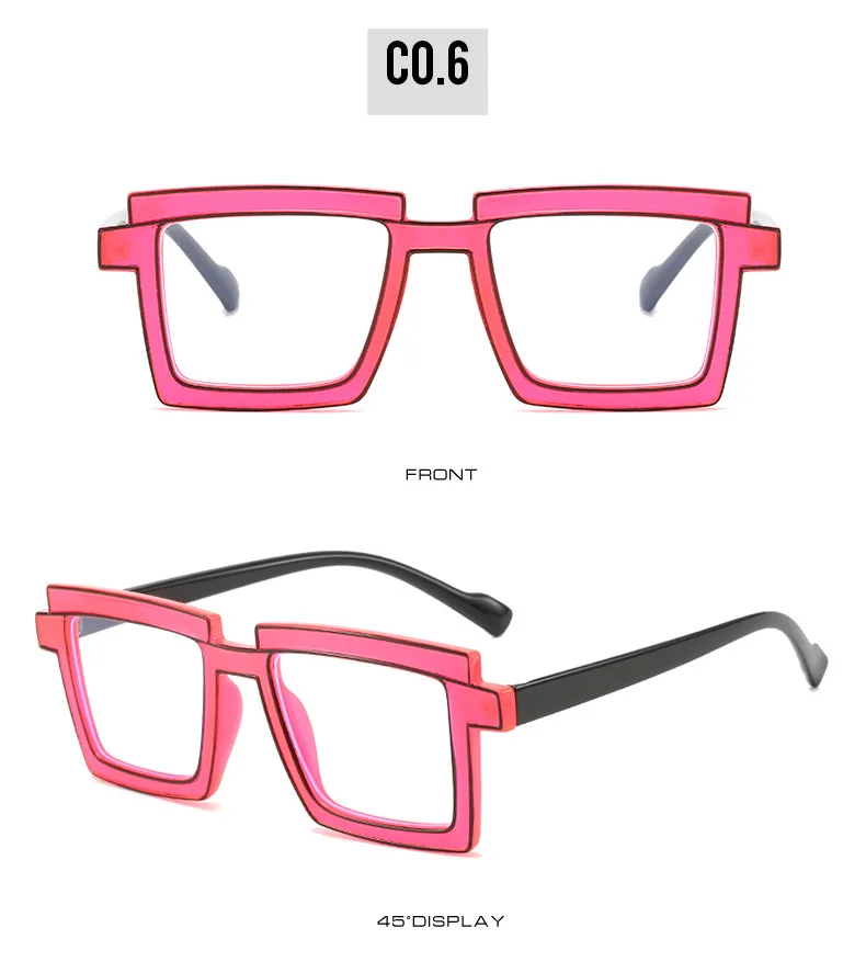 Luxus Designer Mode unregelmäßige quadratische Brille Rahmen Neon Brillen fassungen Unisex Anti Blaulicht Lese Presbyopie Brille – Detail 27