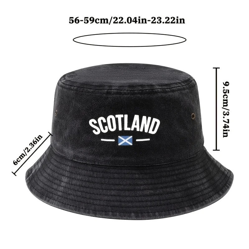 A Unisex Fashionable and Versatile Printed SCOTLAND Bucket Hat, a Lightweight Outdoor Bucket Hat, Also Known as a Trucker Fisher