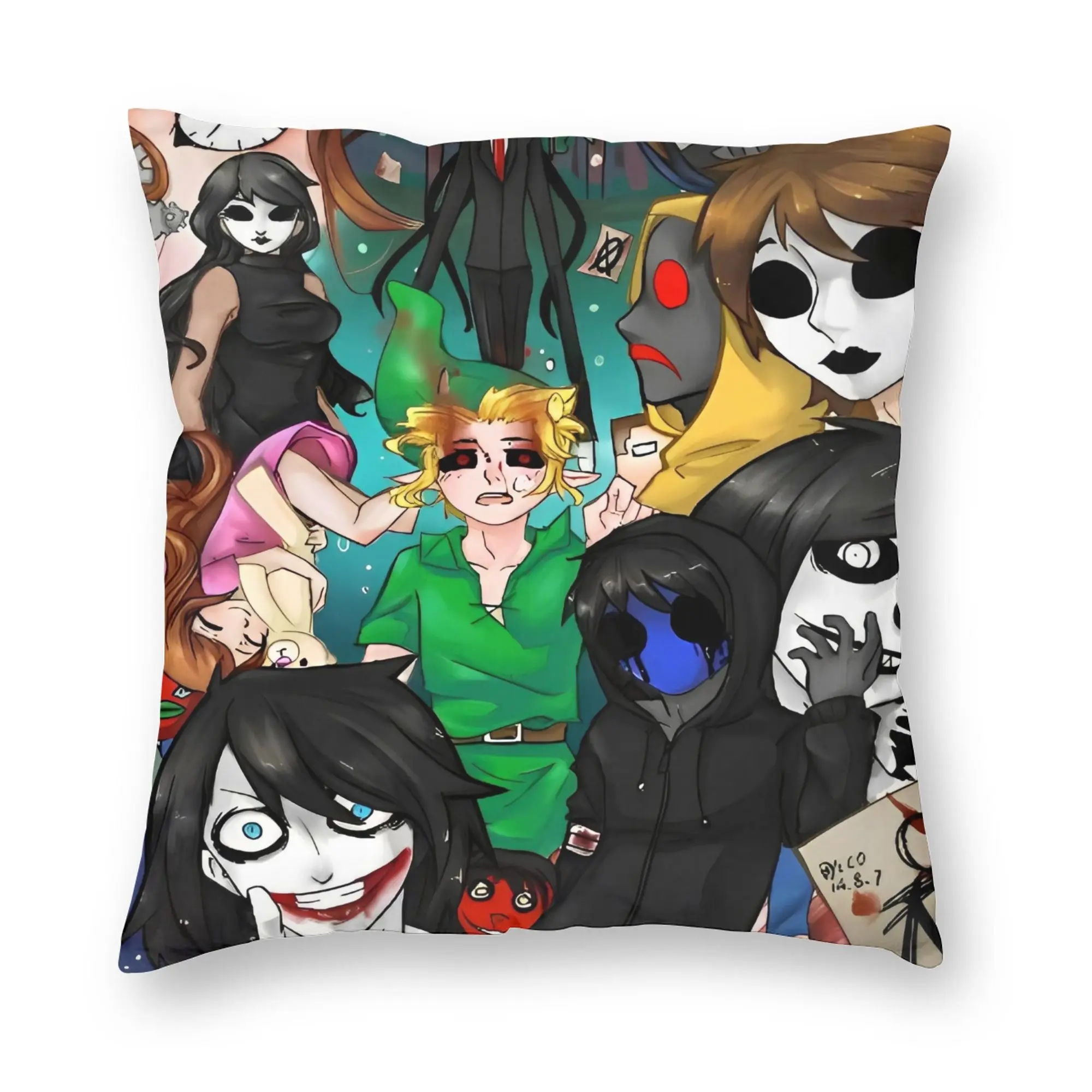 Creepypasta New Horror Scared Costume For Halloween Pillow Case  Custom Pillow Cover For Sofa Bedroom Home Decor Cushion Cover