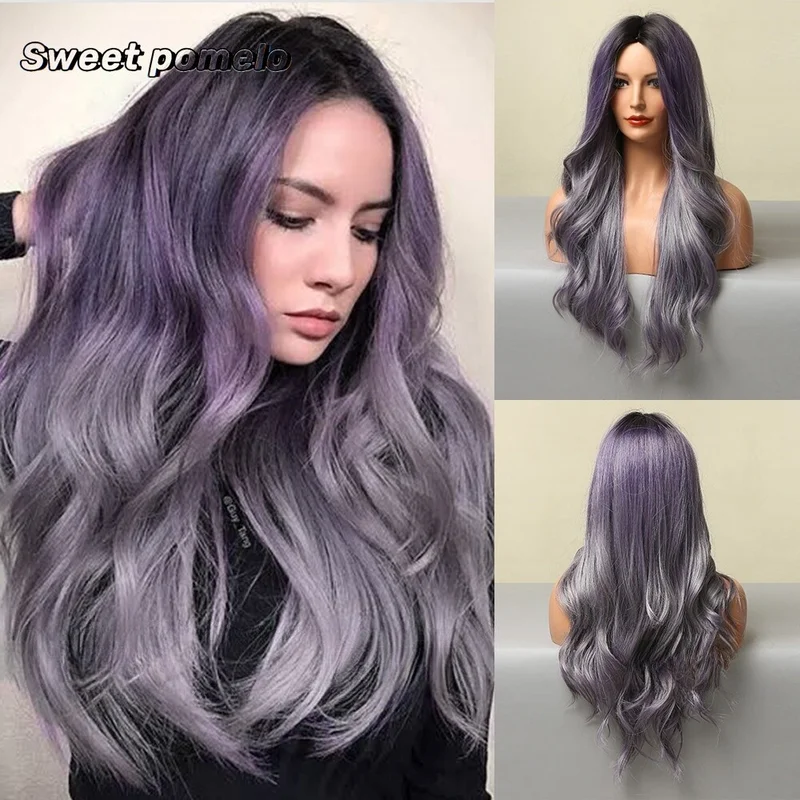 wigs with purple cosplay wigs with big waves and long curly hair