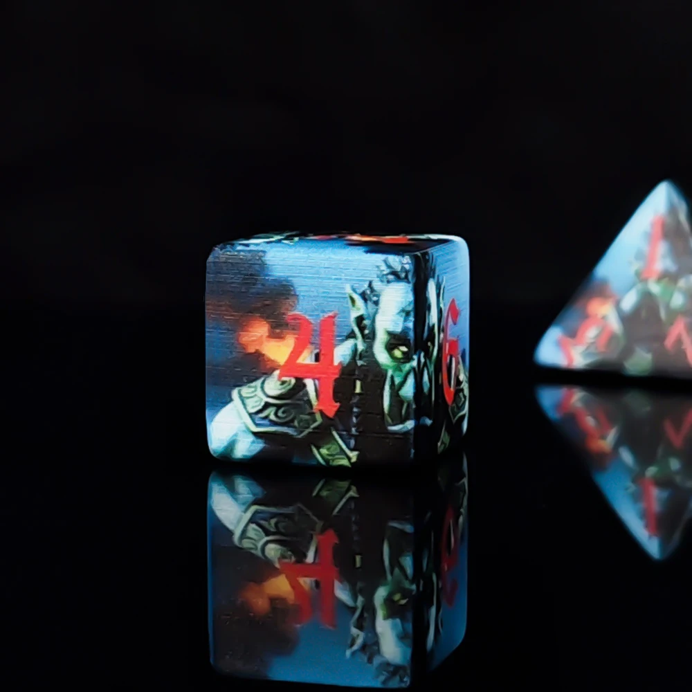 Orc Warrior Polyhedral 7-Piece Dice Set – Fantasy DND Dice with Red Ink for Tabletop RPGs,Perfect for D&D, MTG & Board Games, view 6
