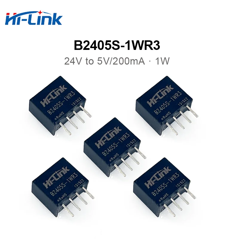 Free Ship 10pcs B2405S-1WR3 Isolated Unregulated Single Output 1W DC-DC Converter 5V 200mA HLK-1D2405 21.6~26.4V