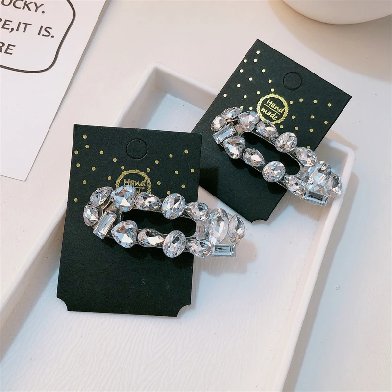 New Luxury Zircon Super Flash Hair Clips Sense Of Niche Oval Fairy Bangs Side Clip Girl Heart Fashion Versatile Hair Accessories