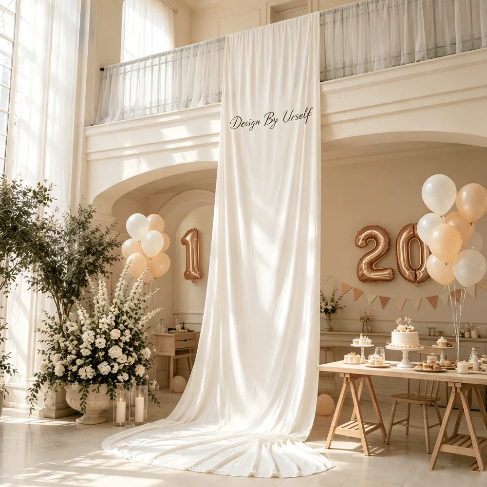Custom Satin Wedding Backdrop with Ur Design, Elegant Drapery, Ceremony Decor, for Event, Bridal Showers, Engagement & Birthday