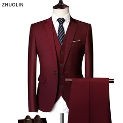Wedding Suits For Men 3 Pieces Set Elegant Jackets Vest Pants Blazers Formal Outfit Fashion Classic Full 2024 Costume