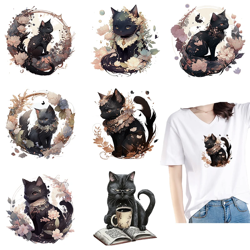 3D Printing Vinyl - Isı transferi çıkartmalar karikatür siyah kedi