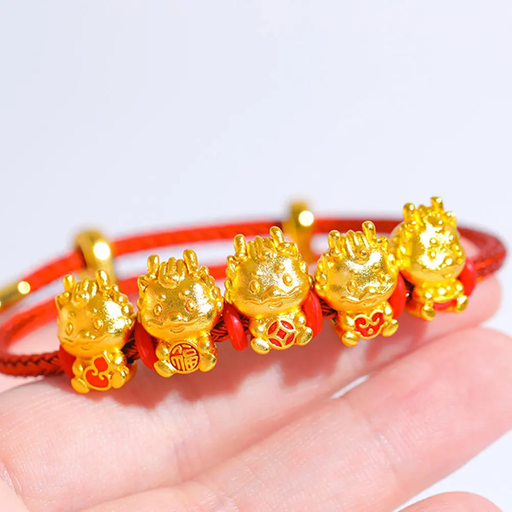 1 Set Of Chinese Zodiac Dragon Charms Copper Pendant For Diy Bracelet Making Jewelry Supplies Red Rope Necklace Craft Beads