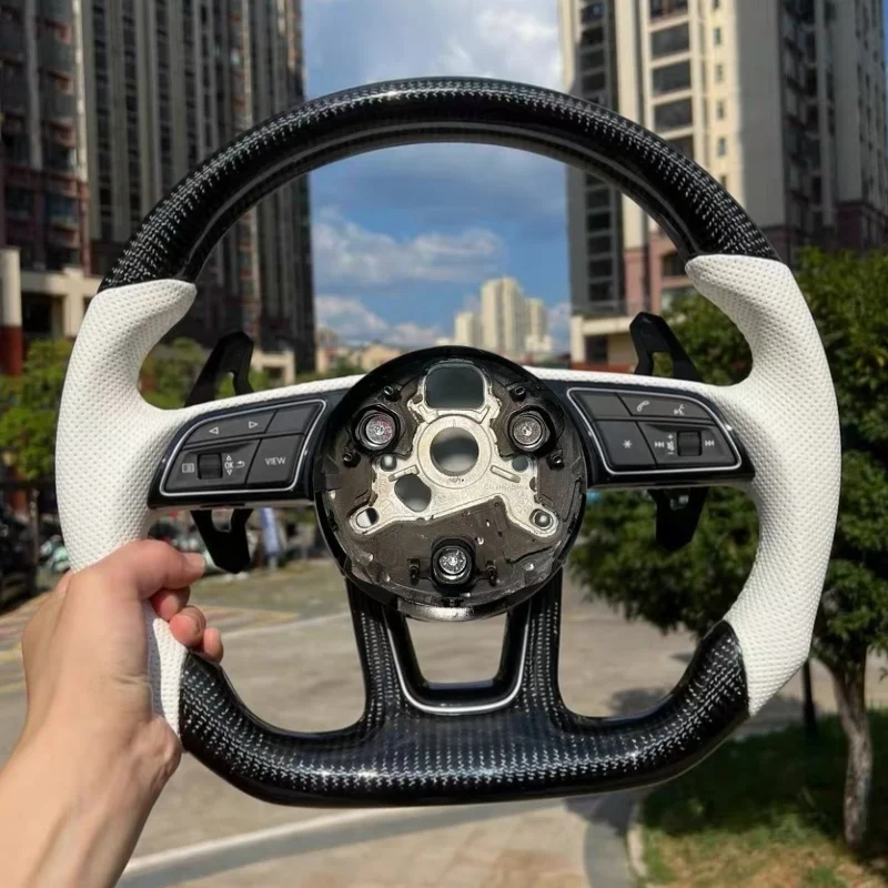 

Руль из карбона и полуперфорированной кожи для Audi A3 8V, A4 B8, B9, S3, S4, S5, RS5, RS3, RS4, A5 B9