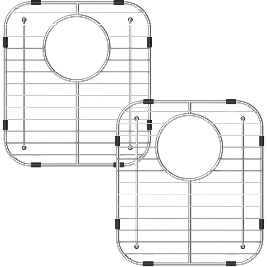 

Bm of Sink Protector Rack Stainless Steel 13.2x11.6 Sink Grid Dish Drying Rack Grate with Rear Drain Hole 2 Packs