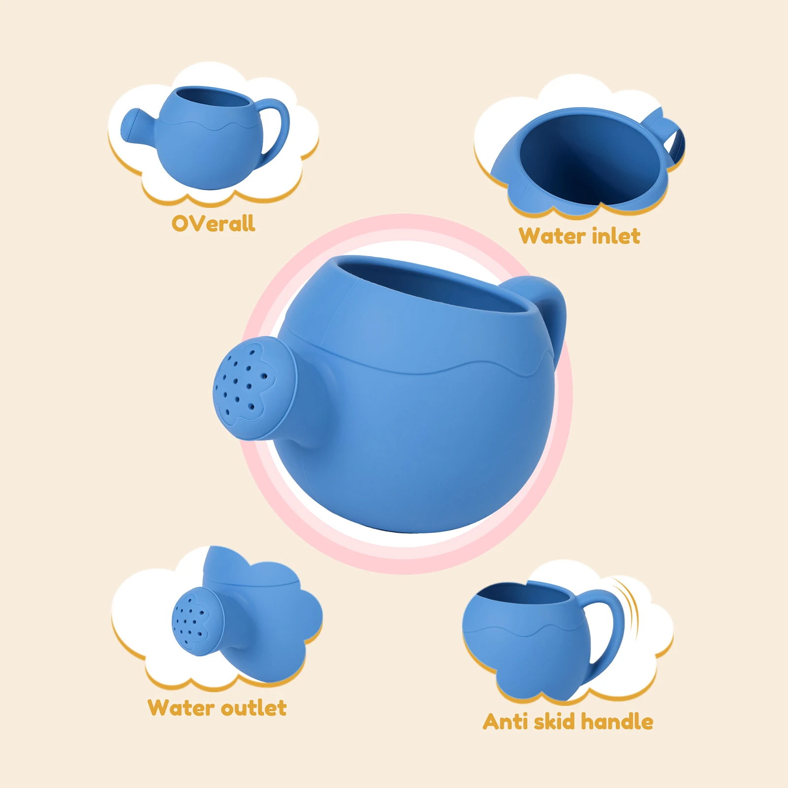 Regadera de silicona con rastrillo, juguetes ligeros y fáciles de agarrar para niños pequeños, perfecta para bañarse, juegos de playa y jardín, 2 uds.