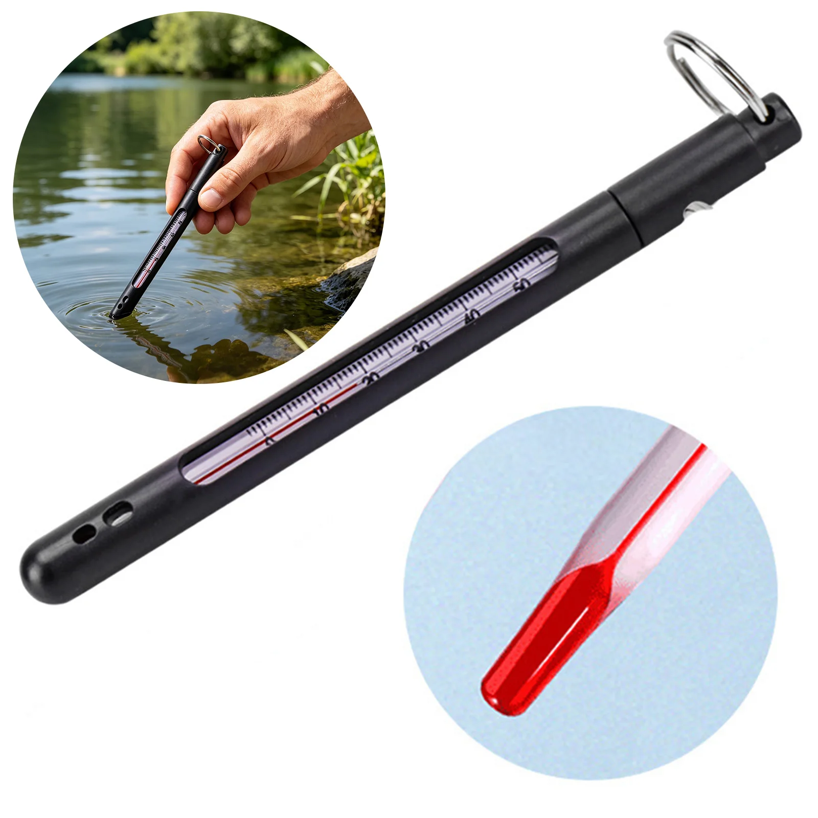 Fishing Thermometer ABS High Sensitivity Water Stream Thermometer Floating Pool Thermometer for Fishing Lake River Stream
