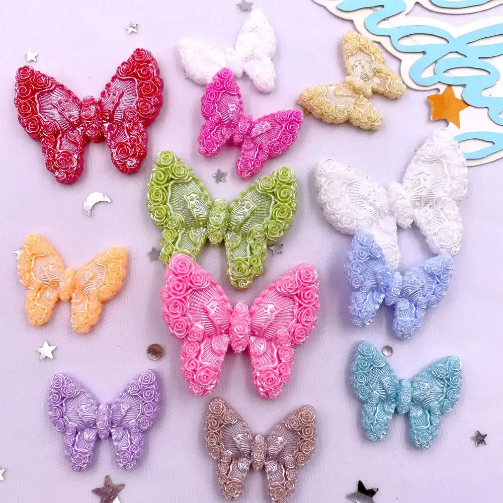 8PCS Mix Colorful Resin Cartoon Butterfly Figurines Flat back Stone DIY Wedding Bow Decor Scrapbook Christmas Accessories Crafts