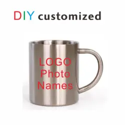 DIY LOGO 300ML Stainless Steel Mug PHOTO NAME Customize Print Creative Coffee Travel Tea Metal Cup for Explor Outdoor Hiker Camp