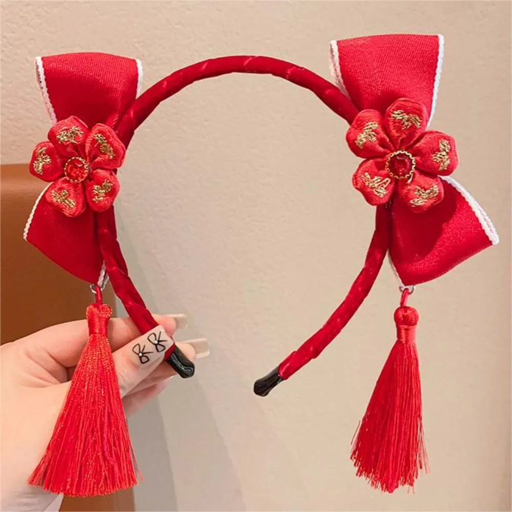 

Simple Fuwa Chinese New Year Headwear Ball Tassel Hanfu Hair Bun Hair Hoop Tang Suit Hair Hoop Children Headband Baby