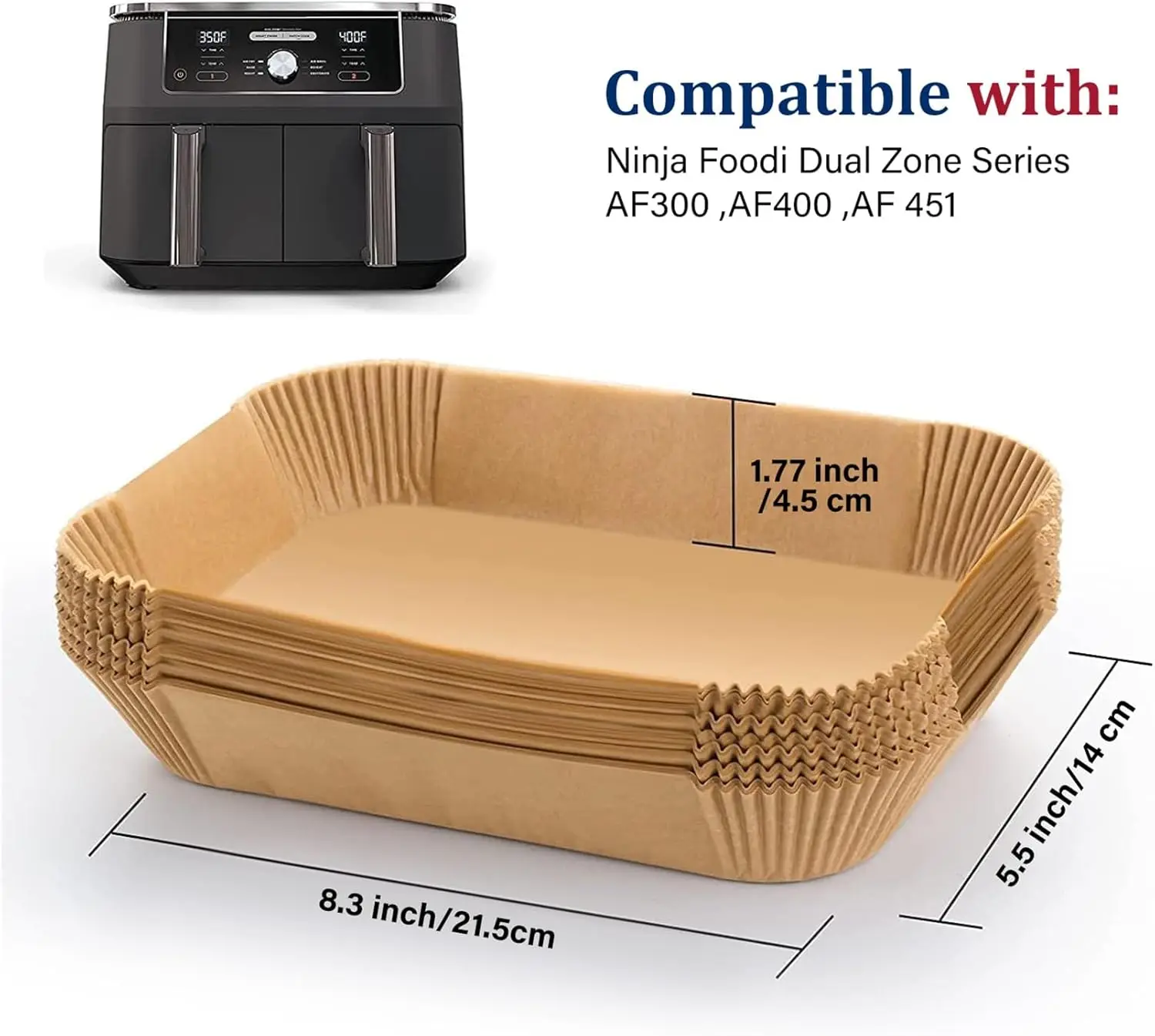 Air Fryer Kochen Backpapier für Ninja Dual XL foodi AF300 AF400 AF451 Einweg-Papiereinlage Form Grillzubehör – Detail 2