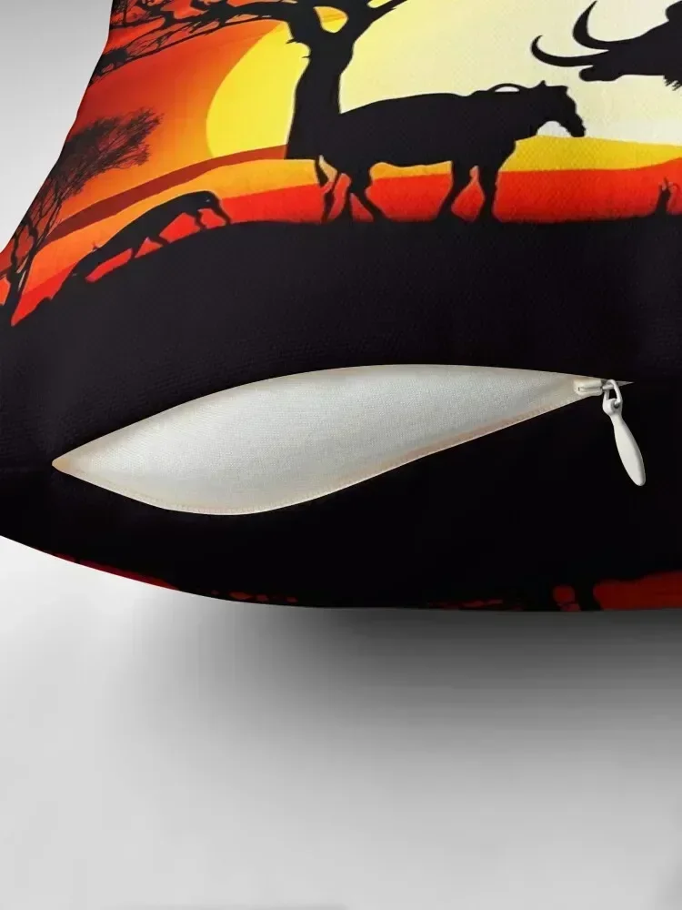 Wild Animals on African Savanna Sunset Throw Pillow Sofa Cushions Cover Christmas Pillow pillow