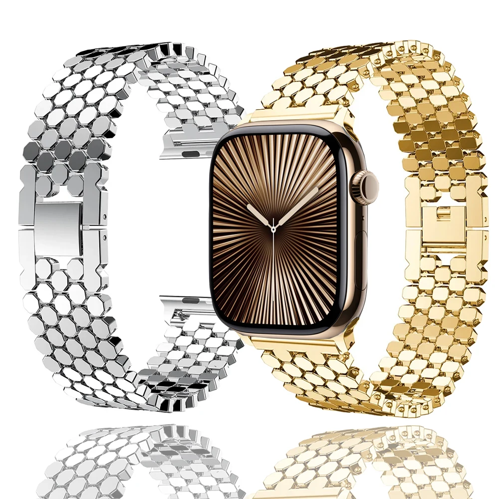 Металлический ремешок для Apple Watch Ultra 2 49 мм 46 мм 42 мм 45 мм 40 мм 41 мм 44 мм Ремешок из нержавеющей стали для браслета iWatch Series 10 9 8 SE