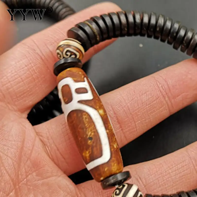 

Coco Color Guanyin Pattern Natural Tibetan Stone Dzi Beads Bracelet For Men Women Vintage Bangle Keep Money And Healthy Jewelry