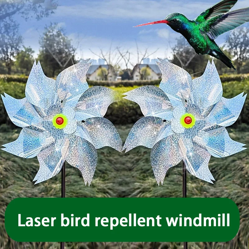 Bird Repeller Pinwheels Reflective Sparkly Scarecrow Pinwheel Windmill Spinner Garden Lawn Yard Decor Keep Birds Away Repellent