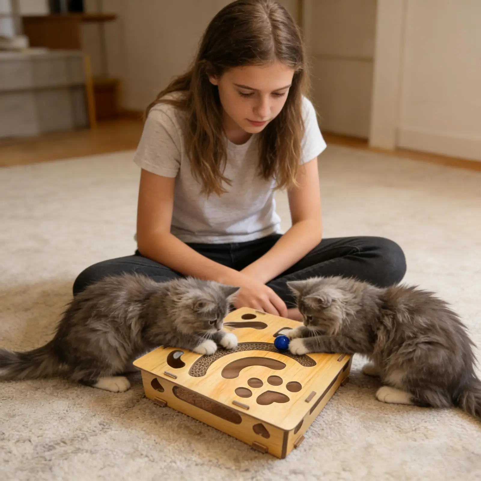 

Cat Toy Box Interactive Scratching Pet Supplies With Bell Balls Cat Scratching Box For Home Indoor Outdoor Play Mental