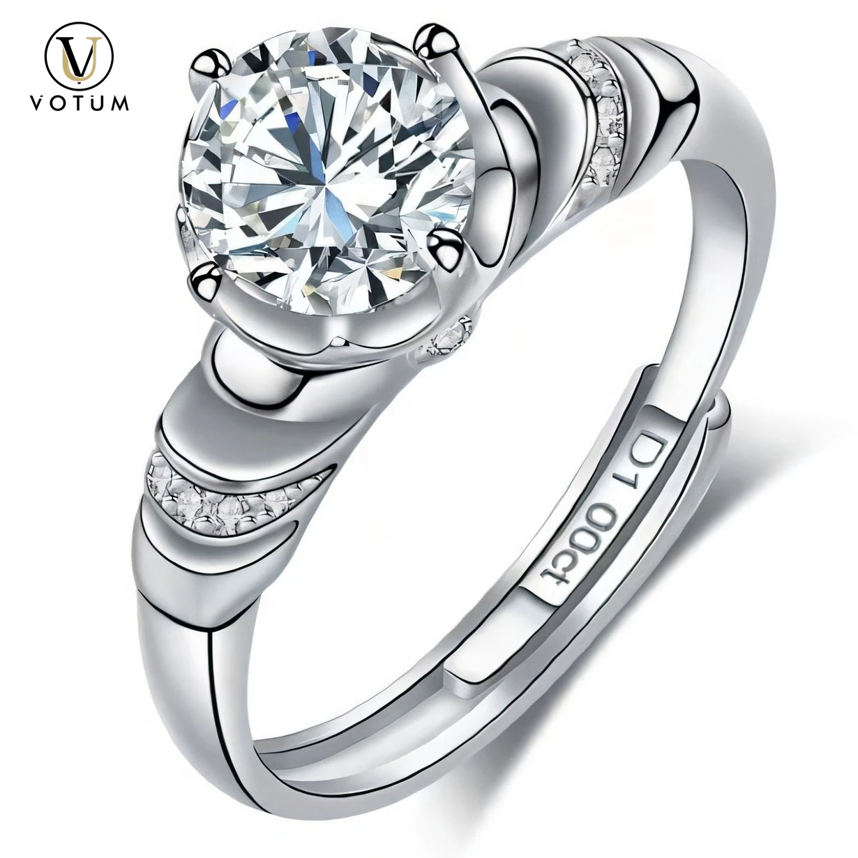 

Votum Fashion 925 Silver 1ct Round Wedding Ring with GRA Moissanite Diamond Certificate Jewellery Women Gold Plated Fine Jewelry