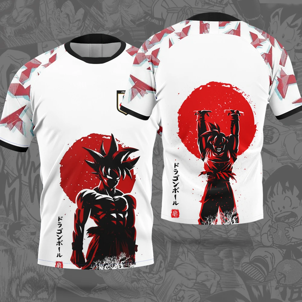 Dragon Ball Goku Vegeta hombres camiseta de fútbol verano 2025 nueva camiseta Casual para mujeres dibujos animados Japón Anime niños ropa camisetas