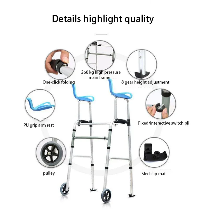 Aluminum Alloy Mobility Walker Rollator Stroke