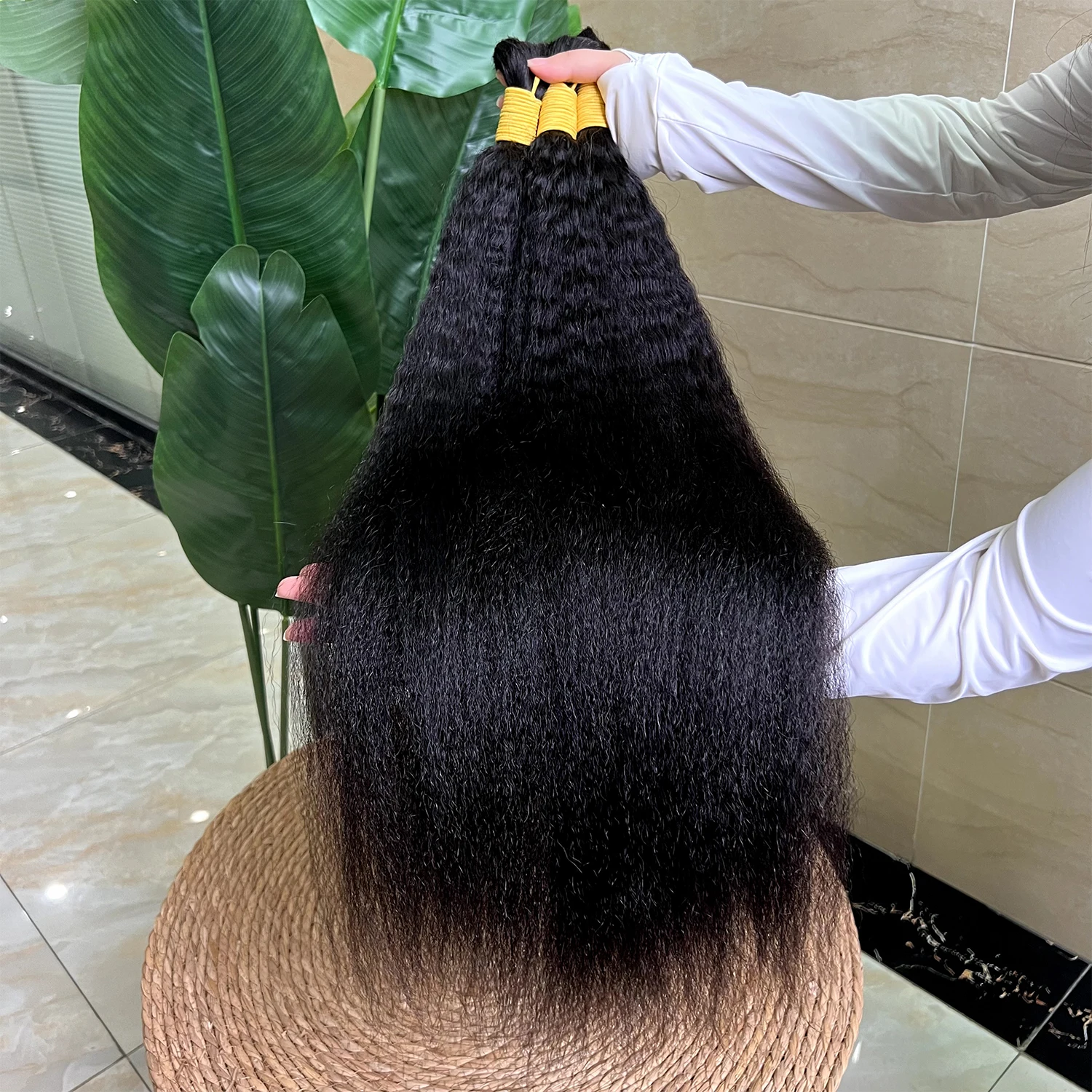 SWANEE 100% Human Hair Bulk Extension Virgin Human Hair  Kinky Straight Hair Bulk For Braiding Unprocessed No Weft for Braiding