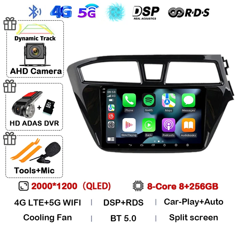 Android 16 Carplay Auto WIFI+4G For Hyundai I20 RHD 2015 2016 2017 2018 Car Radio Multimedia Player Stereo Head Unit 2din Audio image 3