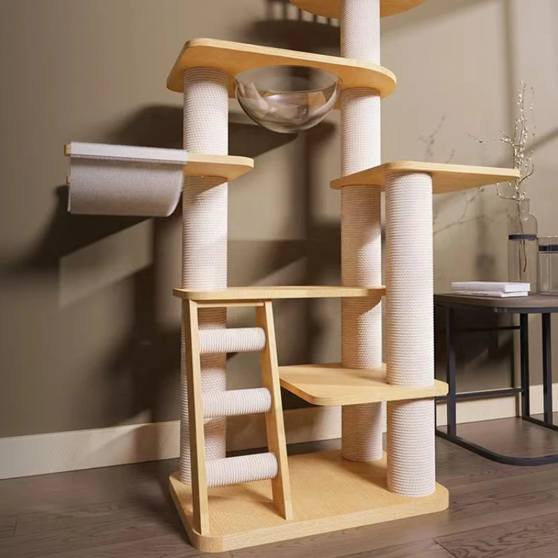 

Solid wood cat climbing frame, nest, tree integrated space module, white sisal frame, scratch board, large and l