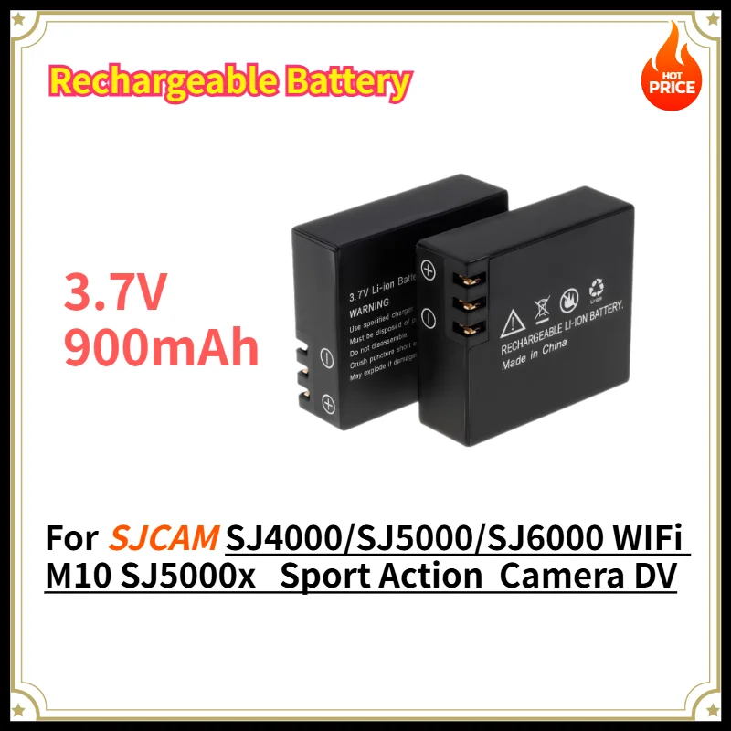 Rechargeable Battery  3.7V 900mAh For SJCAM SJ4000 WiFi SJ5000 WiFi SJ6000 WIFi M10 SJ5000x Sport Action Camera DV