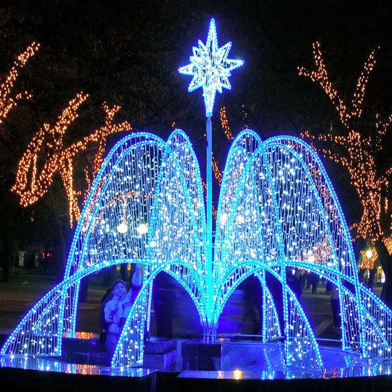 

large Christmas arch rbg led holiday new year decorative water proof luminous fountain motif lights