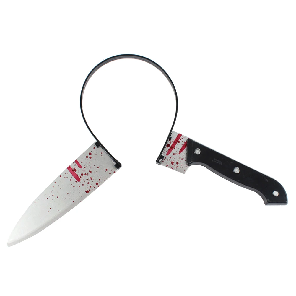2 Pcs Head-piercing Props Fake Knife Screaming Scary Mask Halloween Headwear Hairband