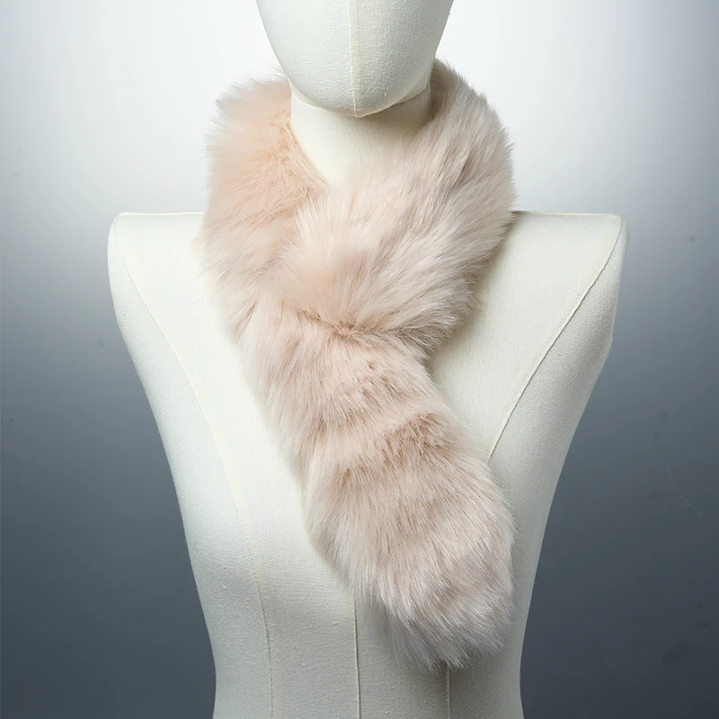 Imitation Fox Fur Shawl Scarf for Women Winter Detachable Neck Warmer Wrap Scarves Female Thick Warm Plush Collar Scarf