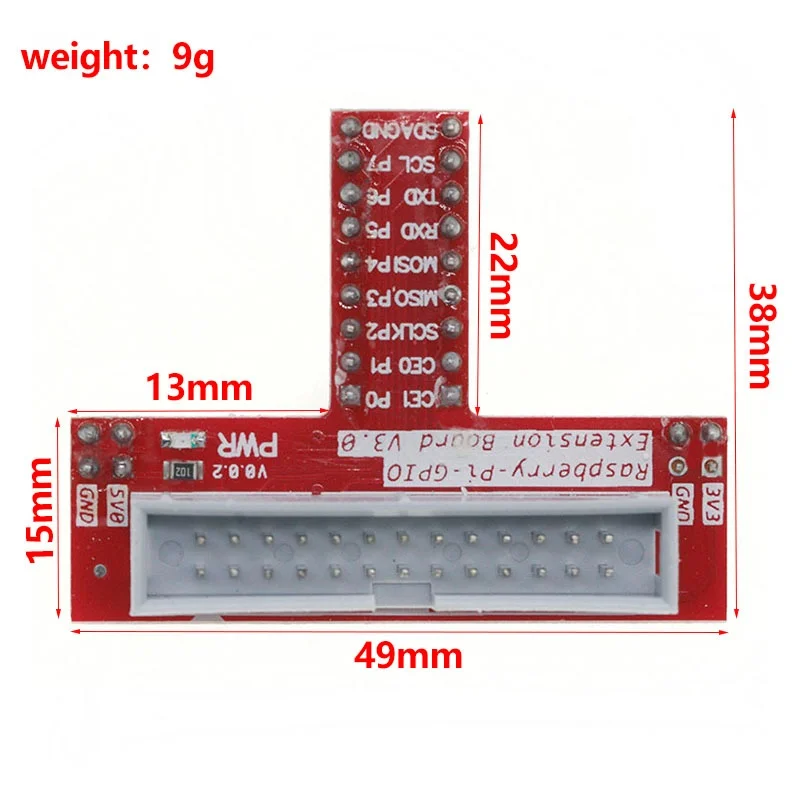 Raspberry PI GPIO adapter board for breadboard gold plugin version