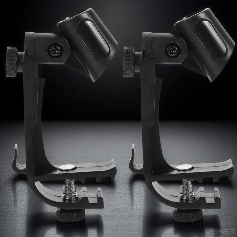 

2Pcs Adjustable Drum Microphone Clips Shockproof Stand Clips for Drum Rim Mic Holder Instruments Adjustable Clip for Microphone