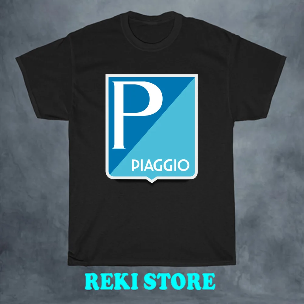 Piaggio Scooter Logo Men\'s Black T-shirt Size S-5XL