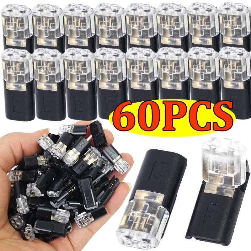 

60PCS Waterproof 2 Pin Plug Automotive Wire & Cable Connector Ribbon Terminal Automotive Quick Wire Connector Set Connection