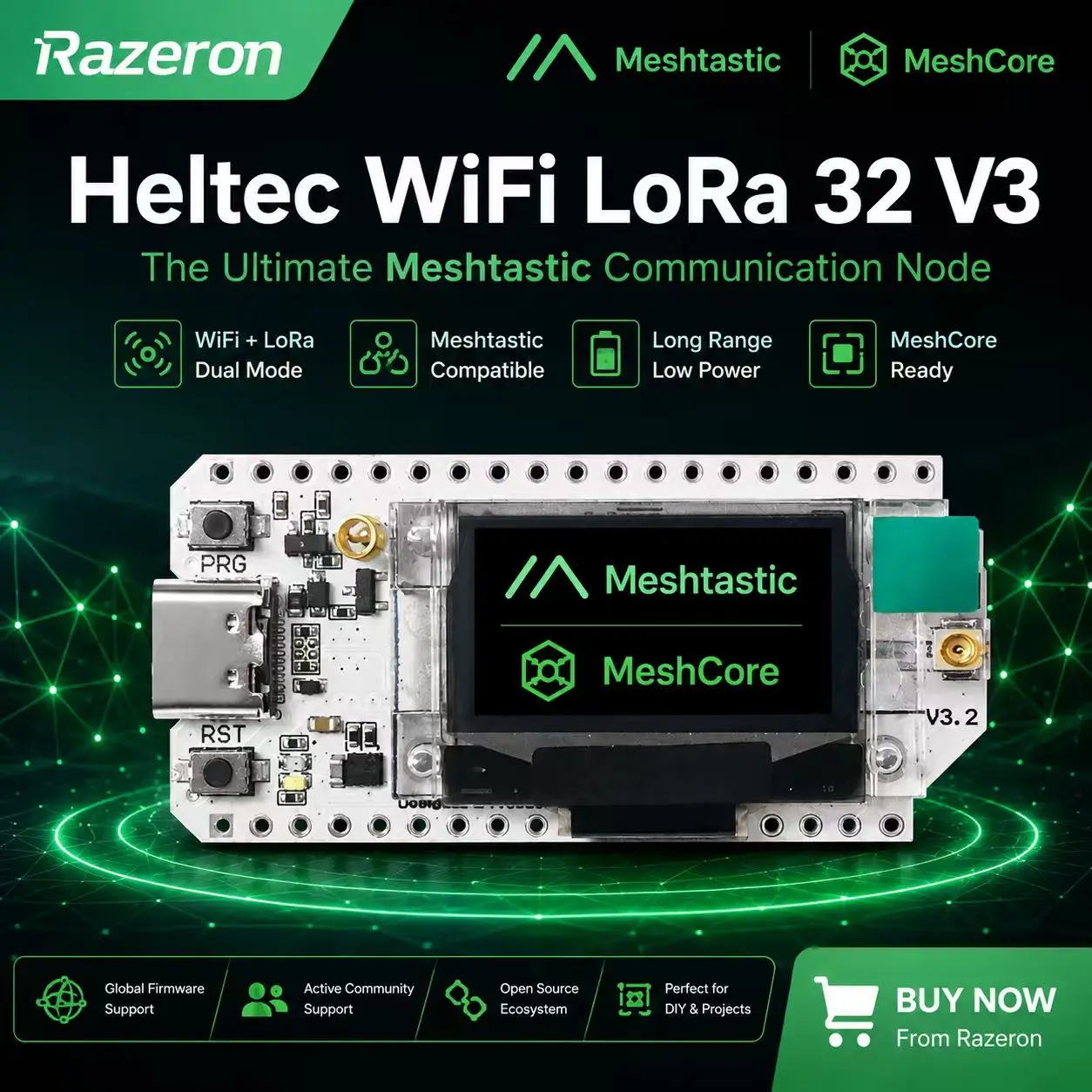 Image of Heltec V3 WiFi LoRa 32 ESP32 LoRa WiFi BLE OLED Stromsparendes IoT 863-928MHZ Entwicklungsboard-Kit Meshtastic MeshCore Arduino-Unterstützung