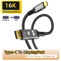 16K DP2.1 Type-C to DisplayPort Cable 80Gbps 16K@60Hz Audio-Visual Transmission Thunderbolt 4 Compatible for MacBook/Huawei