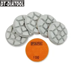 DT-DIATOOL 6 adet/pk Dia 80mm/3 inç Reçine Bond Elmas Beton Parlatma Pedleri Zemin Yenileme Zımpara Diskleri Beton Zemin Tamiri