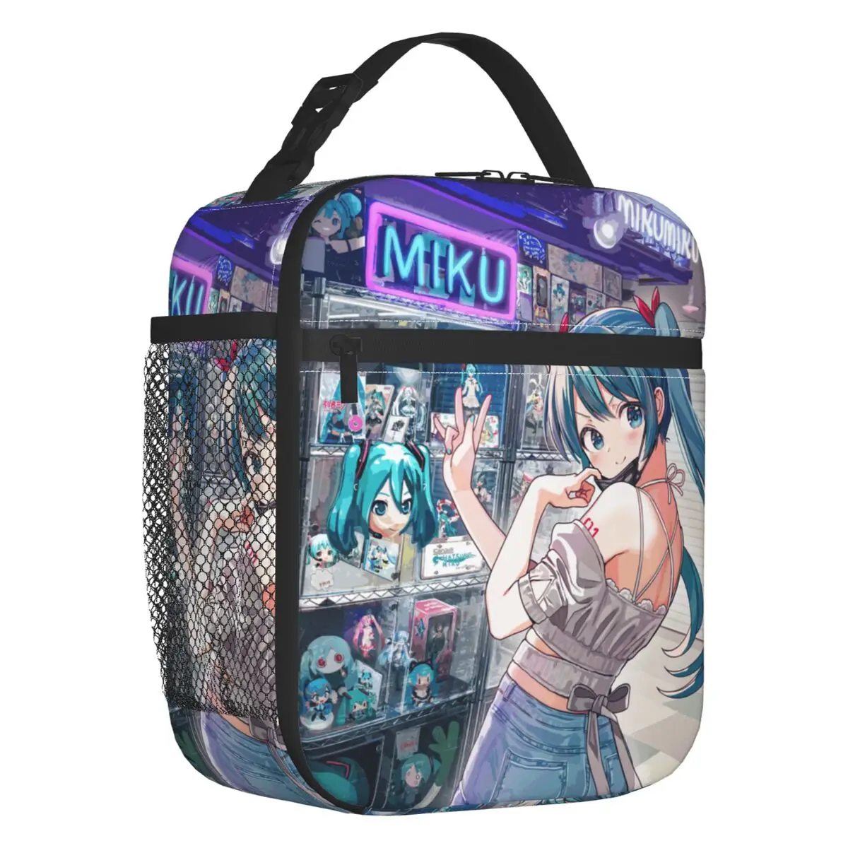 カスタム初音ミク-vocaloid-ロックアニメ断熱ランチバッグ女性男性用再利用可能なクーラーサーマル弁当ボックス仕事学校旅行