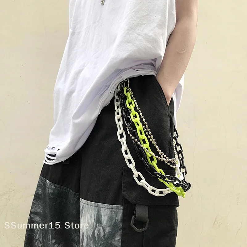 Cadena de cintura punk extraíble para pantalones, cadena para jeans de mujer y hombre, cadena de cinturón, cadena rockera, joyería de verano hip-hop.
