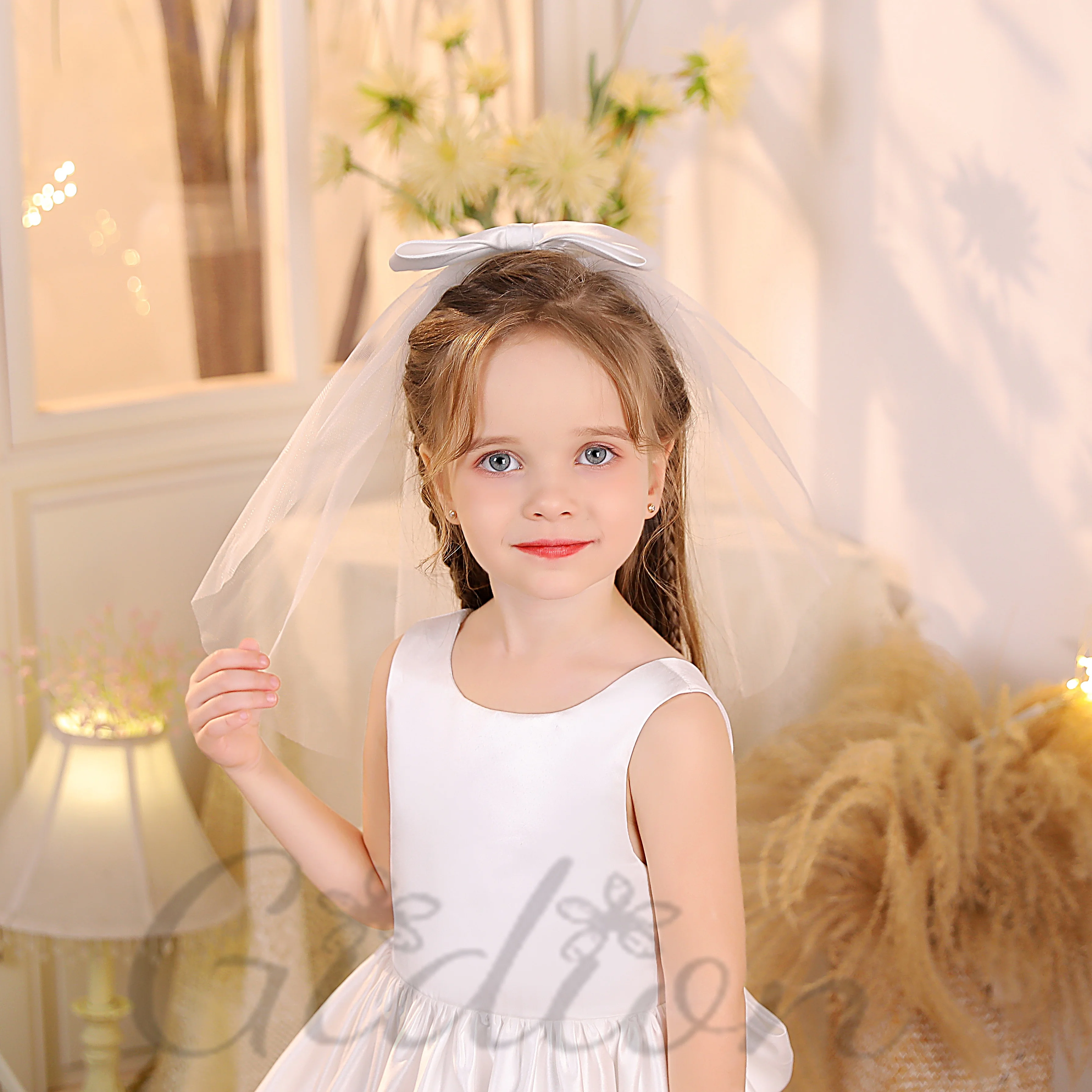 Gidion weichen Tüll Hochzeits schleier für Kinder Hochzeit Zubehör Hochzeits zeremonie Fotografie Party Show mit Bowknot