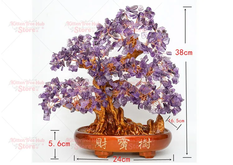 Natural Amethyst Chakra Crystal Tree with Healing Properties-Bonsai Feng Shui Money Tree for Positive Energy,Luck and Wealth-14