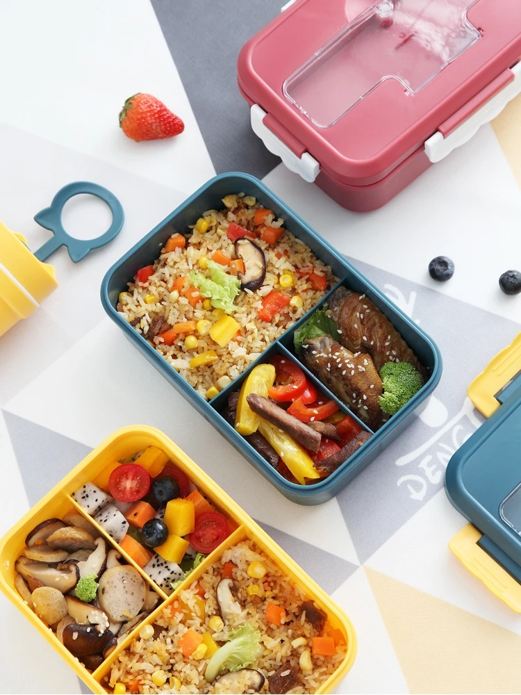Microwave Safe Lunch Box Student Office Worker Special Low Fat Diet Meal Container with Dividers Insulated Pink Girl Style view 5