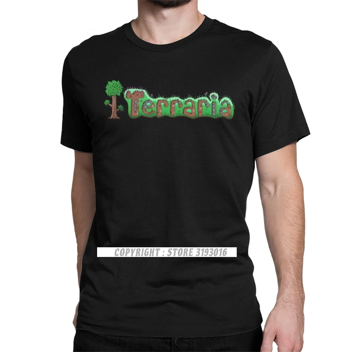 Men's T-Shirt Terraria Logo Vintage Cotton Tees Adult Camisas T Shirts Crewneck Unique Graphic Design Brand Tee Shirt Man